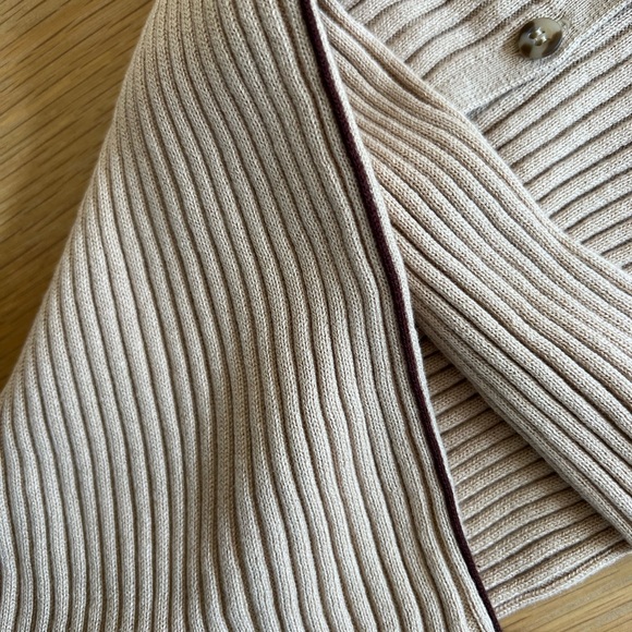 ATM Beige Ribbed Button-Up Women's Sweater - Picture 4 of 6